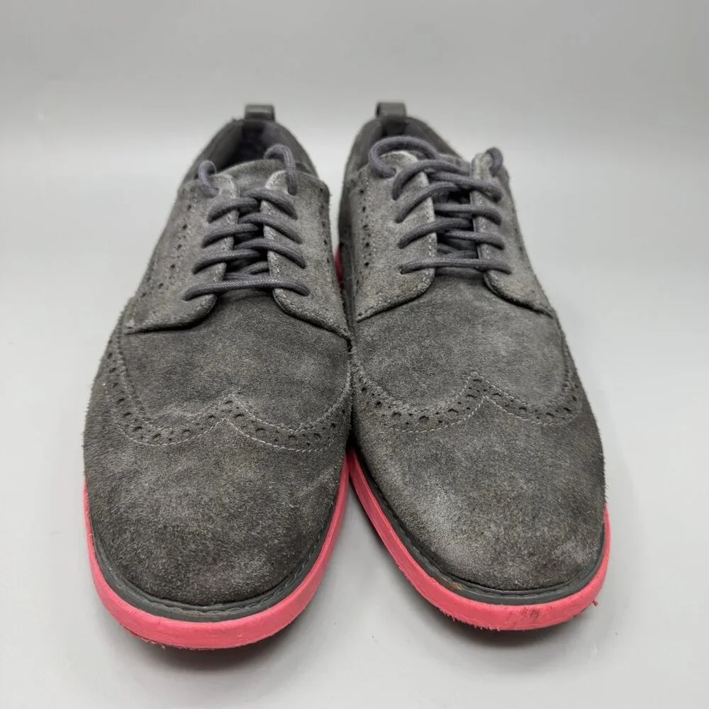 Cole Haan Grand Evolution Wingtip C26858 Shoes Suede Red Sole Mens Size 9W